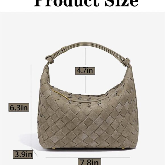 Vegan Leather Woven Purse for Stylish Women – 7.8'' x 3.9'' x 6.3'' Size - Picture 2 of 7
